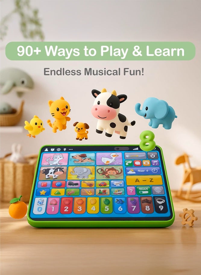 SHABILI Trilingual Educational Learning Tablet Toy for Toddlers 1–3, Screen-Free Sound Interactive Early Development Toy with Music Quiz Modes for Speech Therapy and Preschool Learning at Home or Travel, ABS Plastic (Green) - Image 4